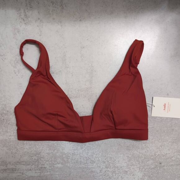 NWT Andie Tahiti Top Chili Pepper Comfortable Adjustable V-Neck Bikini S - Picture 1 of 9